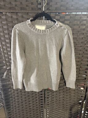 American Eagle Outfitters Gray Crewneck Sweater with Shoulder Buttons